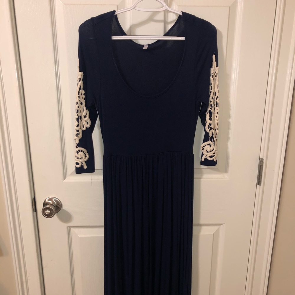 Maternity crochet sleeve maxi dress